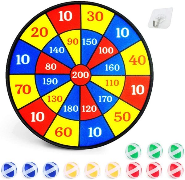 Dart Board Game for Kids with Sticky Balls | 14" Dartboard Indoor with 12 Sticky Wall Balls