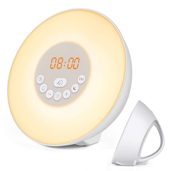 Sunrise Alarm Clock Digital LED Clock with 7 Color Switch and FM Radio for Bedrooms