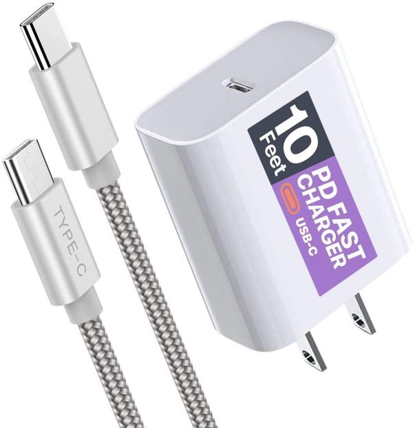 Boxgear 10ft USB C Charger - 18W PD Fast Wall Charger for ipad - Phone Charger for Apple Devices