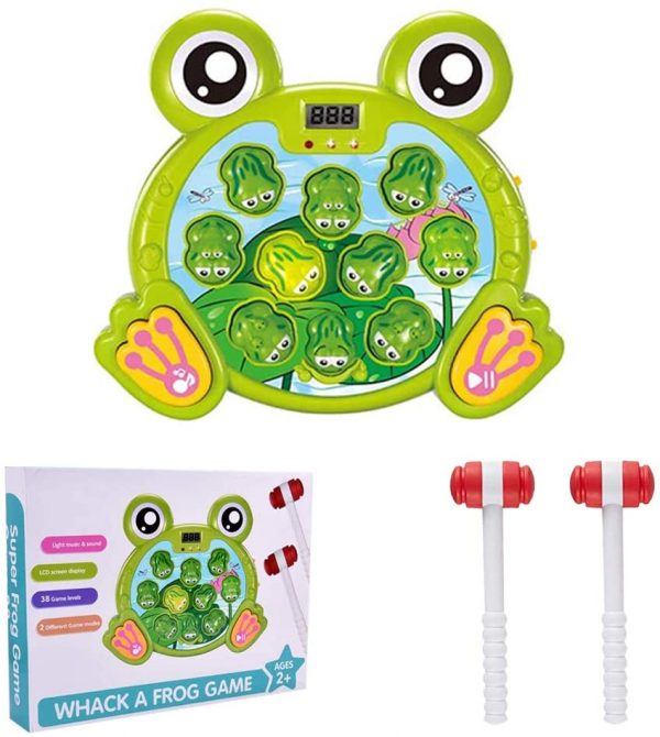 Whac-A-Mole Frog Game Pounding Toy for Kids with 2 Small Toy Hammers
