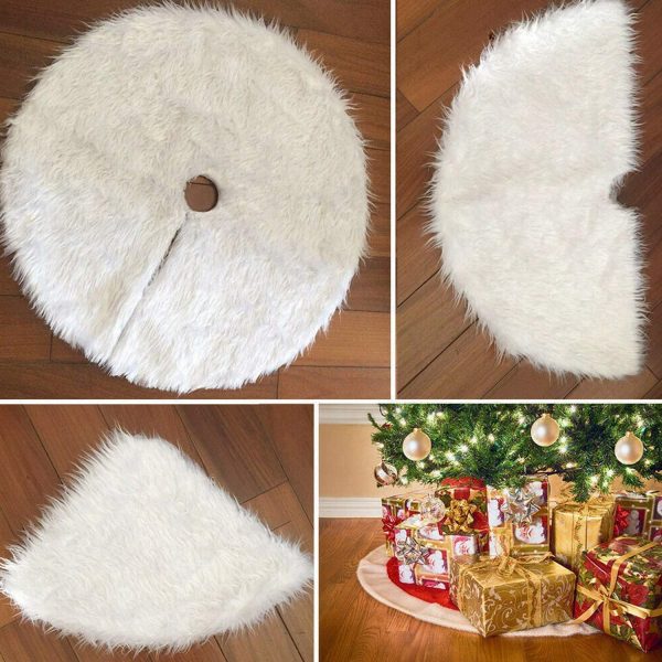 Christmas Tree Skirt - White Faux Fur Tree Skirt, Snowy Xmas Tree Decoration