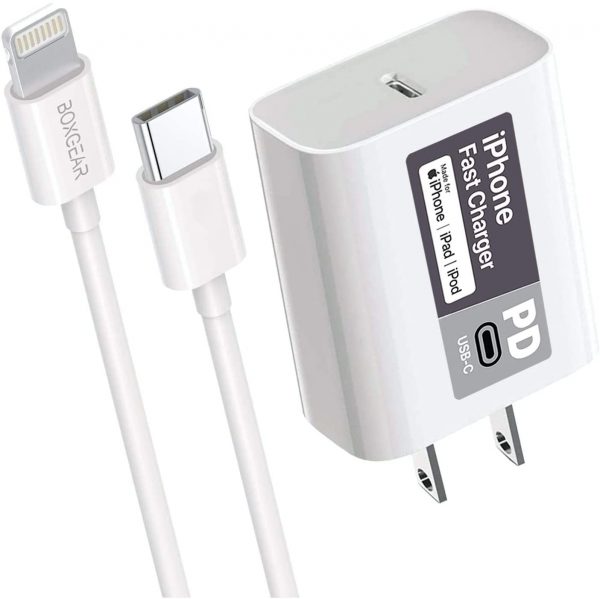 iPhone 11 Fast Charger (Aple MFI Certificate) for iPhone 11 Pro, 11 Pro Max - Boxgear 18W PD Power Adapter with USB-C to Lightning Cable