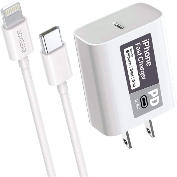 Boxgear iPhone 12 Pro Fast Charger (Apple MFI Certificate)- Boxgear 20W PD Power Adapter with USB-C to Lightning Cable (3.3 FEET)